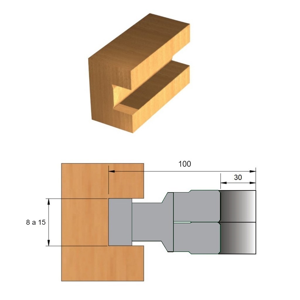 Fresa para Ranhura de Aço Regulável Ø100 x 8/15 x 30 – 6 Dentes - Cód. 2810.04